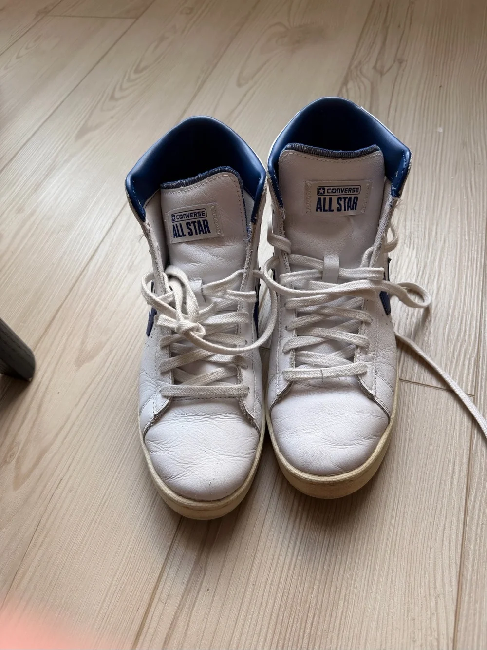 Converse White High Top Sneakers with Blue Star Chevron - Picture 2 of 6